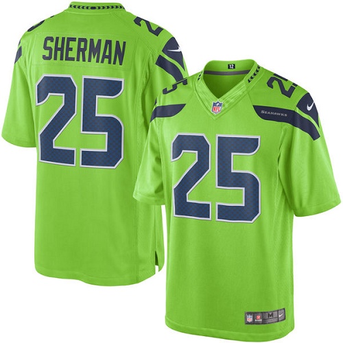 Youth Limited Richard Sherman Nike Jersey Green - #25 Rush NFL Seattle Seahawks